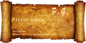 Piriti Gyula névjegykártya